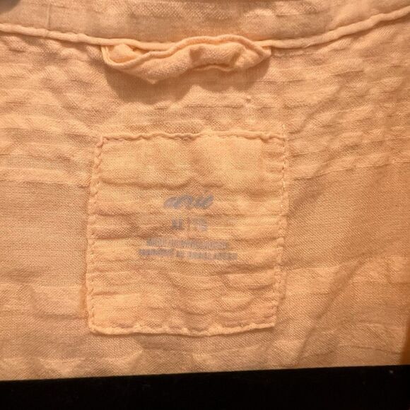 Aerie Seersucker Peach Coverup Oversized Textured Button Down Sz Xl Preppy Beach - Picture 3 of 8